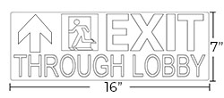 Photoluminescent Egress Running Man | 'Exit Through Lobby' Sign Dimensions