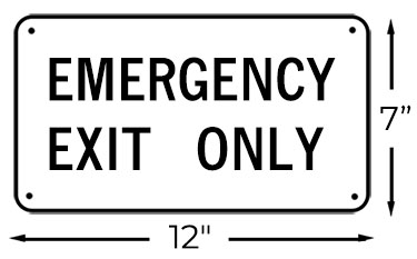 Red Aluminum Photoluminescent Self-Adhesive 'EMERGENCY EXIT ONLY' Sign Dimensions
