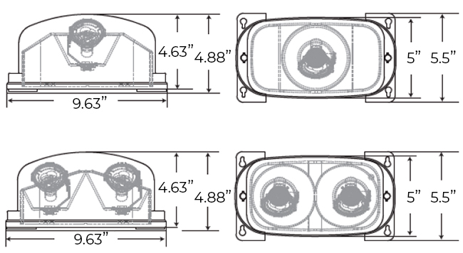 LED Hazardous Location Remote Head Lamp | Class 1 Division 2 | IP66 Rated | 6/12VDC Dimensions
